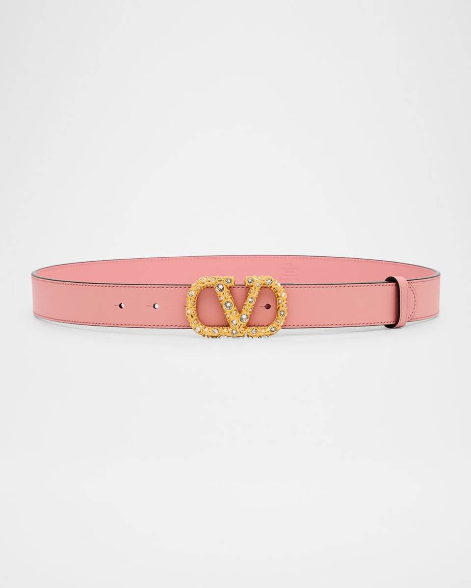 VLogo Signature Jeweled Calf Leather Belt